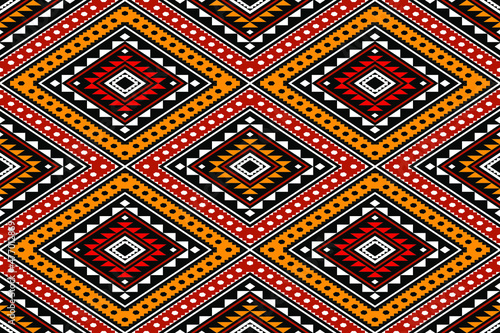 Geometric ethnic oriental seamless pattern traditional Design for background,carpet,wallpaper.clothing,wrapping,Batik fabric,Vector illustration.embroidery style - Sadu, sadou, sadow or sado
