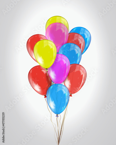 Wallpaper Mural Vector realistic shiny multicolored balloons isolated on a light background. Torontodigital.ca