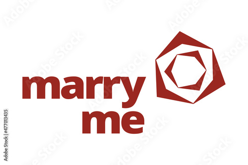 Modern, simple, vibrant typographic design of a saying "Marry Me" in red color. Cool, urban, trendy and bold graphic vector art