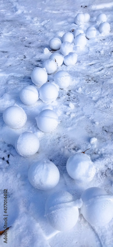 snowball trail in the snow snowball trail in the snow