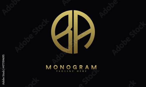 Alphabet BA or AB illustration monogram vector logo template in round shape