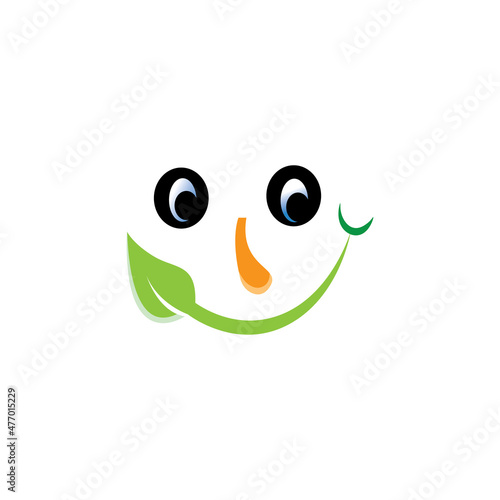 smile logo simple character leaf illustration design