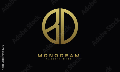 Alphabet BO or OB illustration monogram vector logo template in round shape