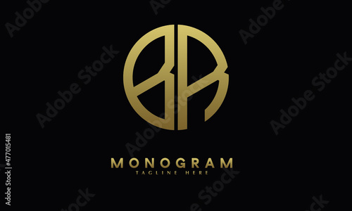Alphabet BR or RB illustration monogram vector logo template in round shape