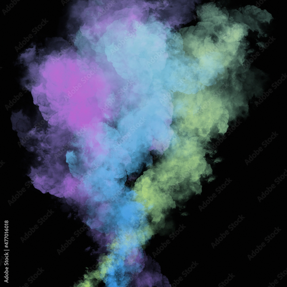 Colored smoke or foggy color highlighted on a light white background. Abstract explosion of pink powder with particles. Colorful dust cloud explodes, holi paint, smog fog effect. smoking an electronic