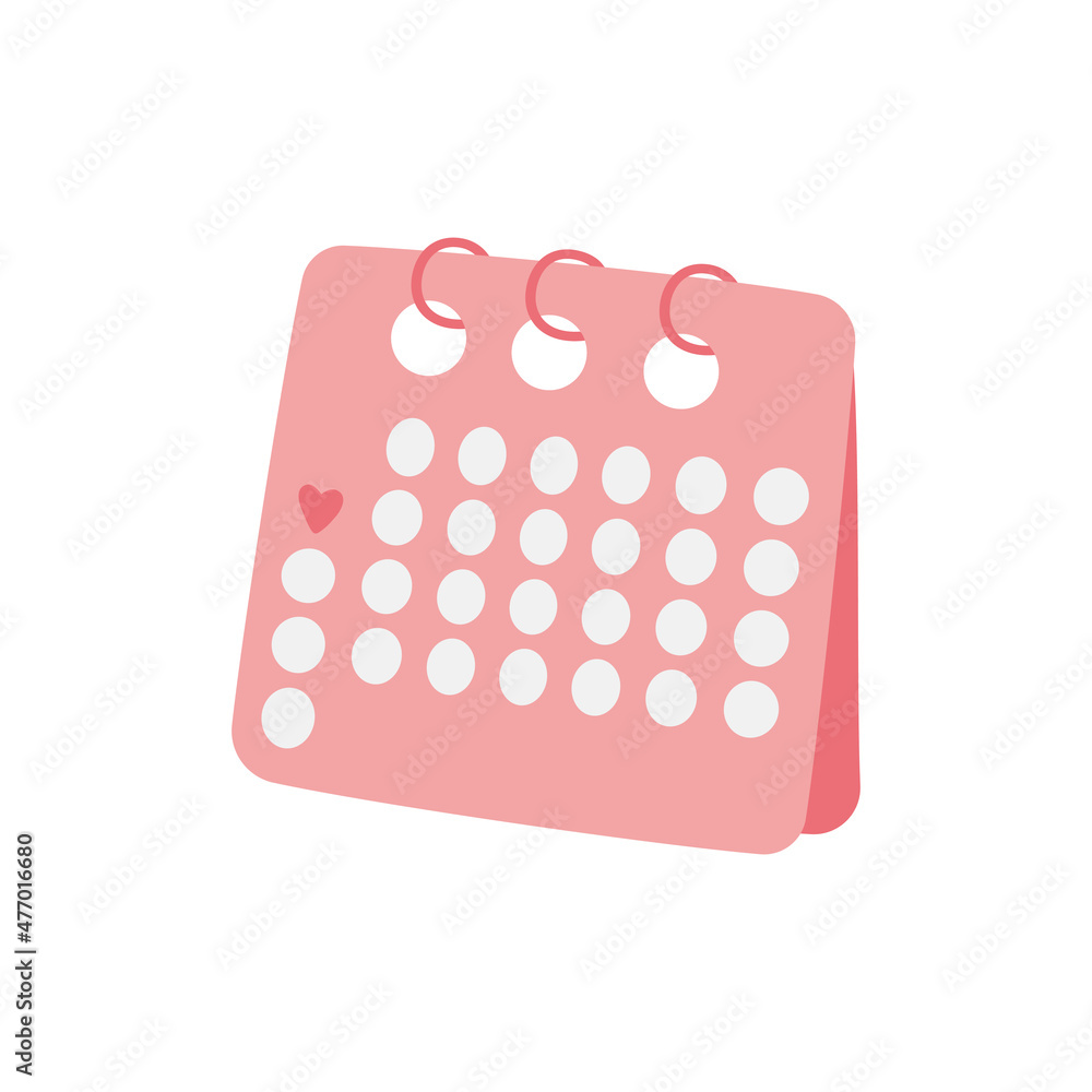 Valentine's day monthly calendar with heart shape on 14th February. Vector doodle flat design. Valentine's day monthly calendar with heart shape on 14th February. Vector doodle flat design.