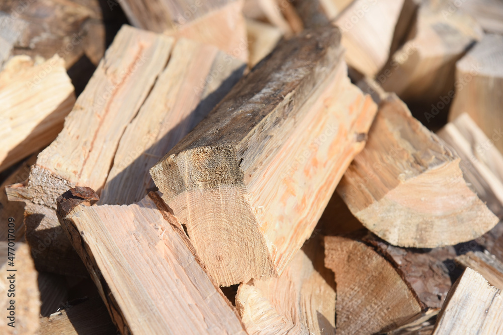 Chopped firewood piled in a pile close-up. Chopped firewood piled in a pile close-up.
