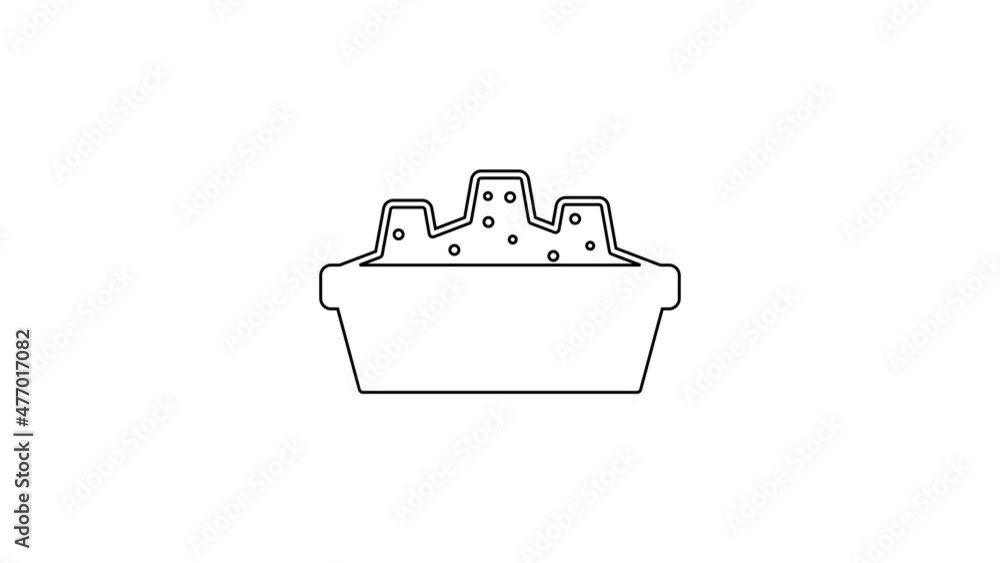 Black line Sandbox for kids with sand icon isolated on white background. 4K Video motion graphic animation Black line Sandbox for kids with sand icon isolated on white background. 4K Video motion graphic animation