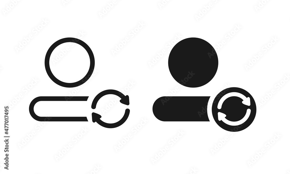 Account profile with reload, refresh icon. Synchronize user sign. Illustration vector Account profile with reload, refresh icon. Synchronize user sign. Illustration vector