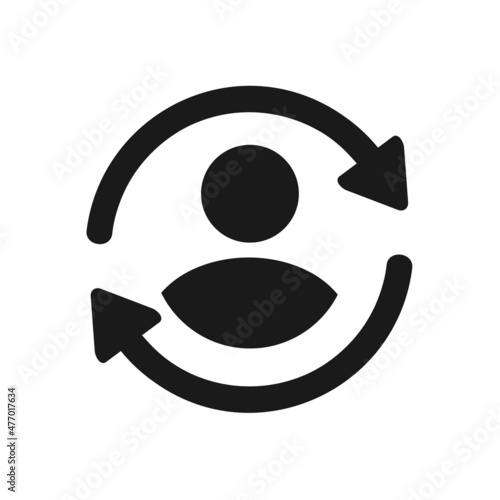 Synchronize user profile sisn. Account with reload, refresh icon. Illustration vector