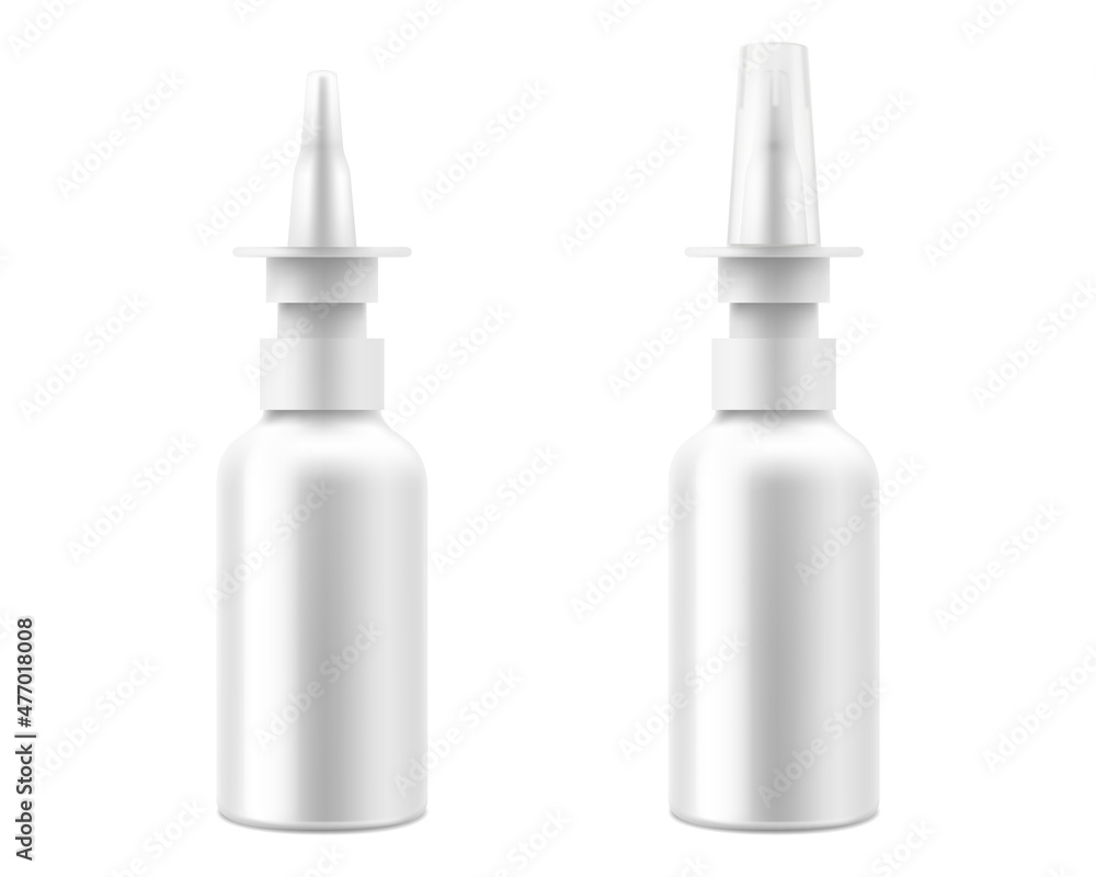 Glossy nasal spray bottle With Transparent Cap mockup , isolated on