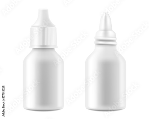 Glossy nasal spray bottle With Transparent Cap mockup , isolated on white background. Template. Realistic 3d vector
