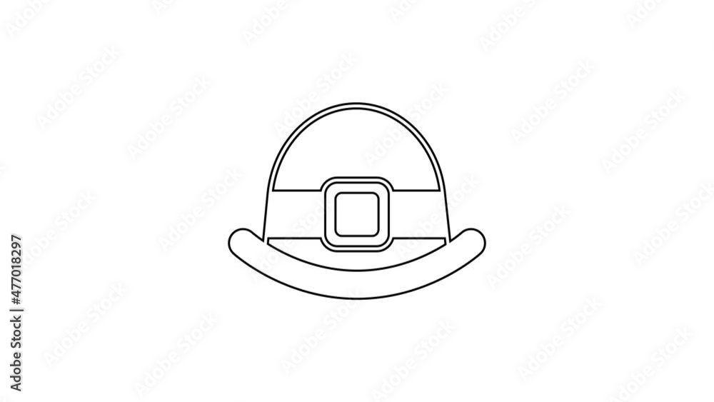 Black line Leprechaun hat icon isolated on white background. Happy Saint Patricks day. National Irish holiday. 4K Video motion graphic animation Black line Leprechaun hat icon isolated on white background. Happy Saint Patricks day. National Irish holiday. 4K Video motion graphic animation