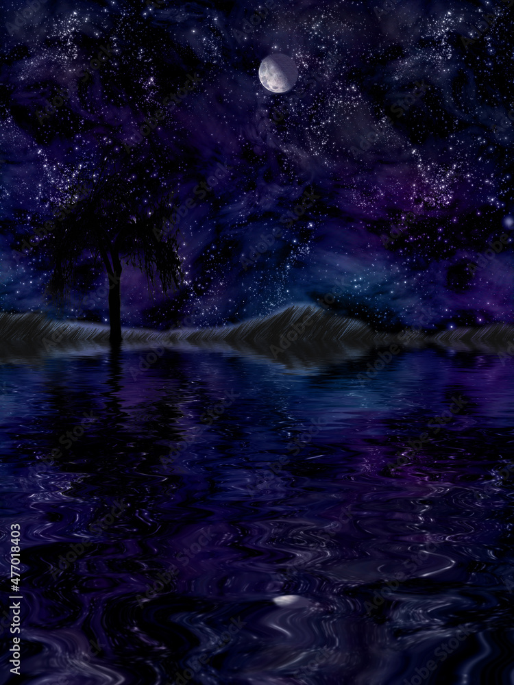 Silhouette of tree on a calm water Silhouette of tree on a calm water