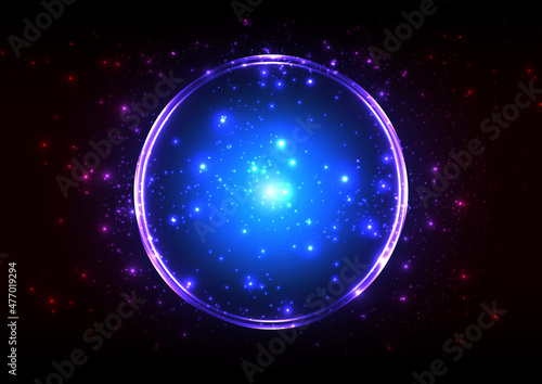 Abstract Vector Glowing Circle blue background, Vector Illuminated light ring. Vector Illustration design