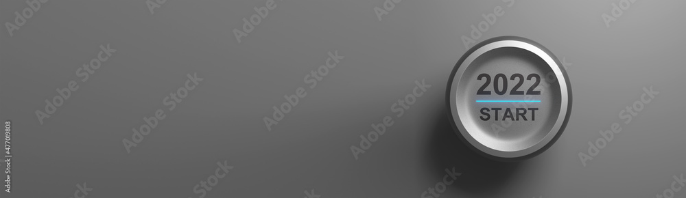 Start 2022. Happy New Year button. 3D illustration Start 2022. Happy New Year button. 3D illustration
