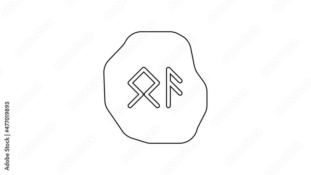 Black line Magic runes icon isolated on white background. 4K Video motion graphic animation