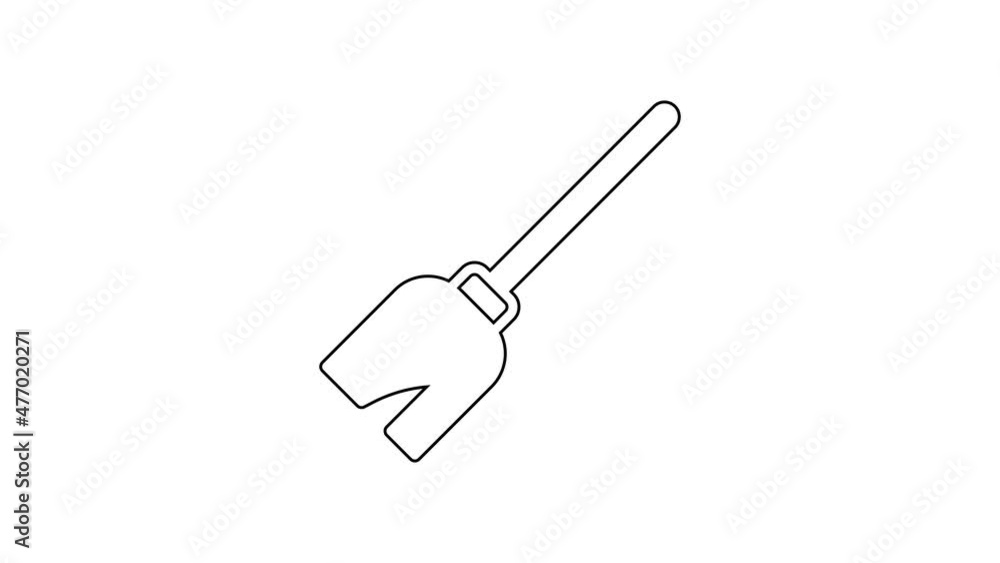 Black line Witches broom icon isolated on white background. Happy Halloween party. 4K Video motion graphic animation Black line Witches broom icon isolated on white background. Happy Halloween party. 4K Video motion graphic animation
