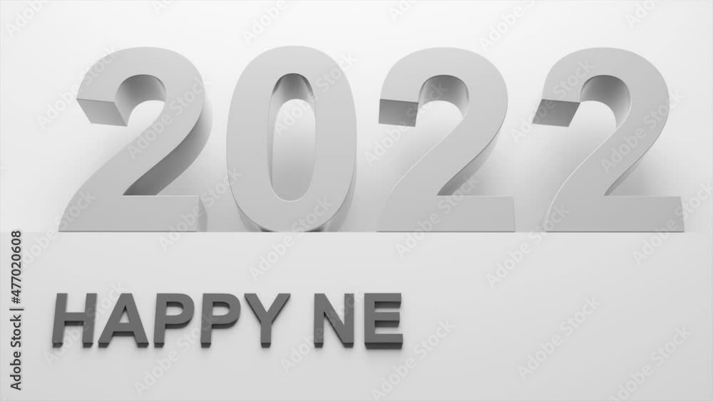 Happy New Year movie. Start to the year 2022. 3D animation