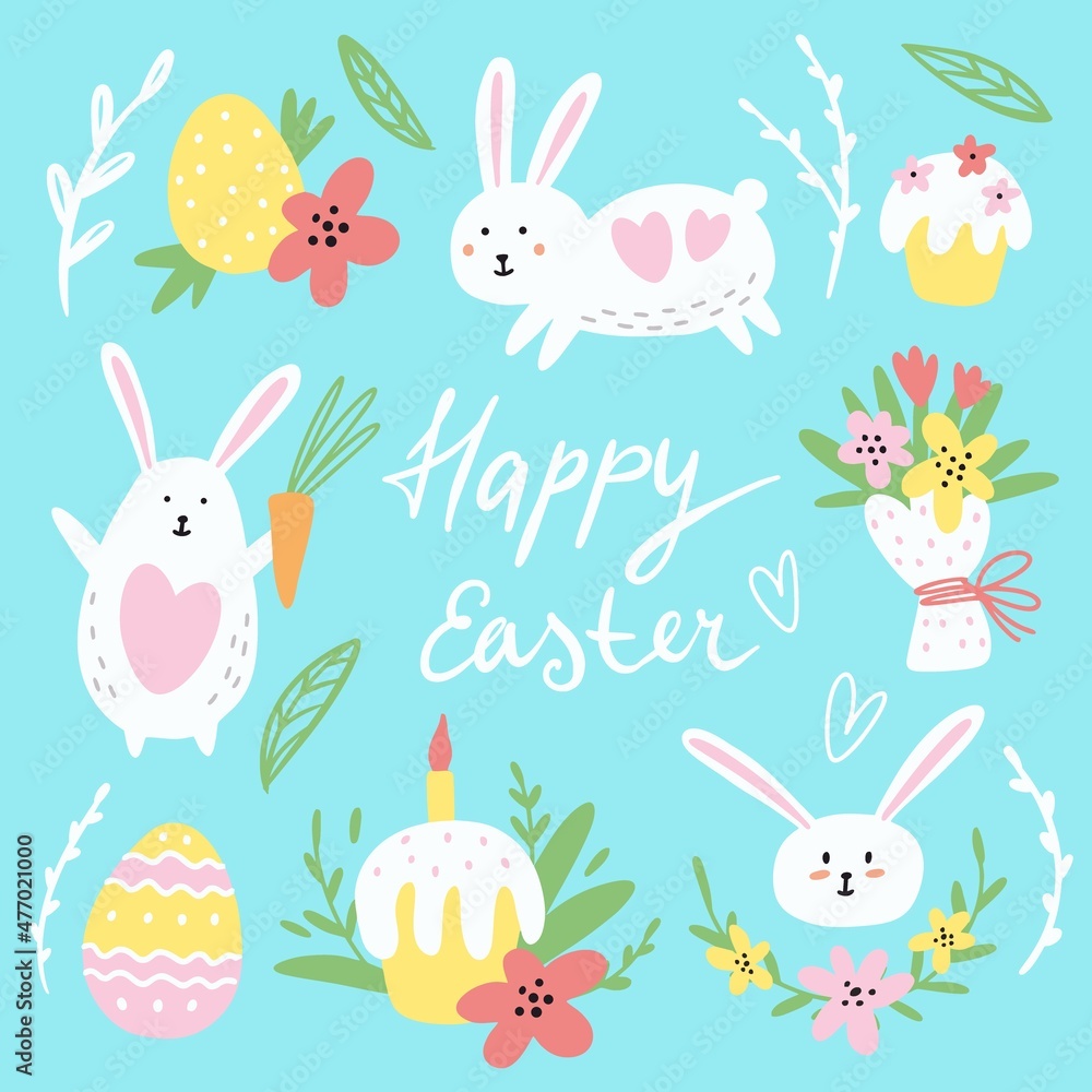 Illustration with Easter bunnies Illustration with Easter bunnies
