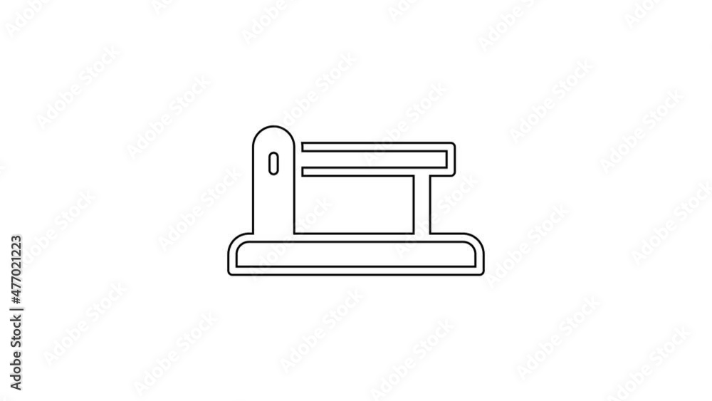 Black line Railway barrier icon isolated on white background. 4K Video motion graphic animation Black line Railway barrier icon isolated on white background. 4K Video motion graphic animation