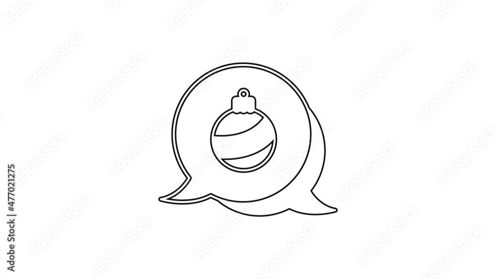 Black line Christmas ball icon isolated on white background. Merry Christmas and Happy New Year. 4K Video motion graphic animation Black line Christmas ball icon isolated on white background. Merry Christmas and Happy New Year. 4K Video motion graphic animation