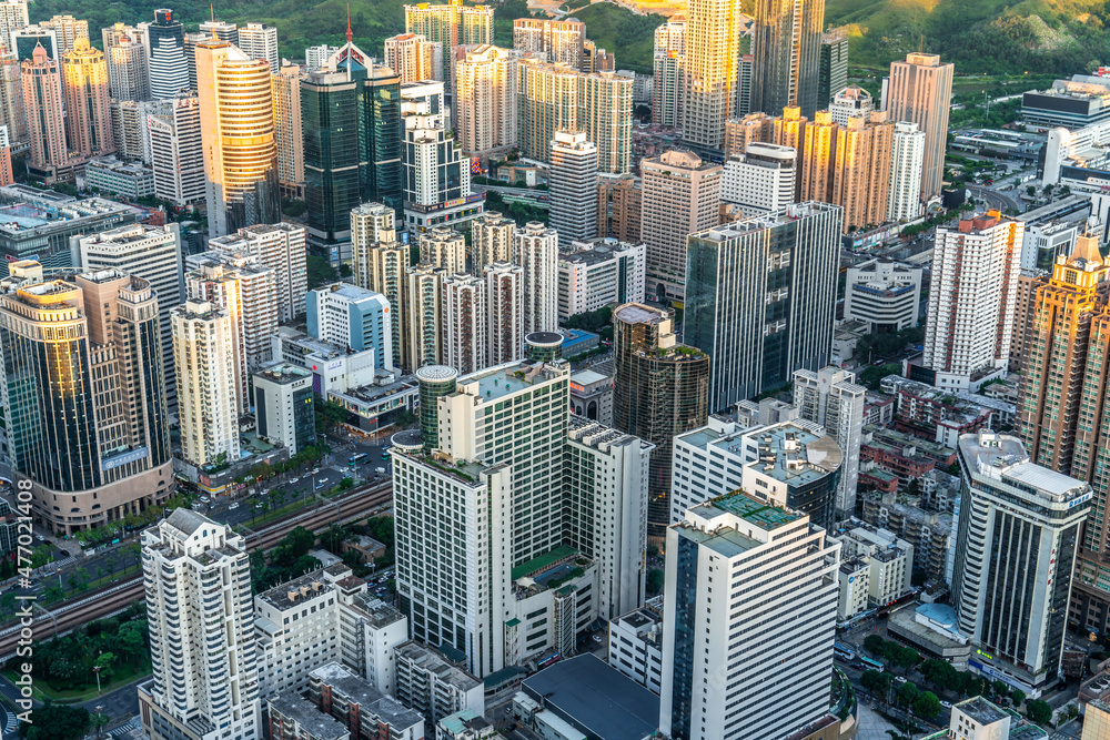 Obraz premium Aerial photo of construction complex in Shenzhen, Guangdong Province, China