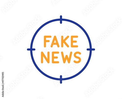 Fake news line icon. Propaganda conspiracy target sign. Wrong truth symbol. Colorful thin line outline concept. Linear style fake news icon. Editable stroke. Vector