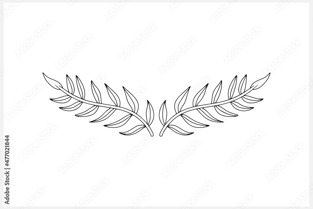Doodle wreath icon isolated. Sketch eco clipart. Branch with leaf. Frame, border for design. Vector stock illustration. EPS 10