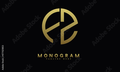 Alphabet FZ or ZF illustration monogram vector logo template in round shape