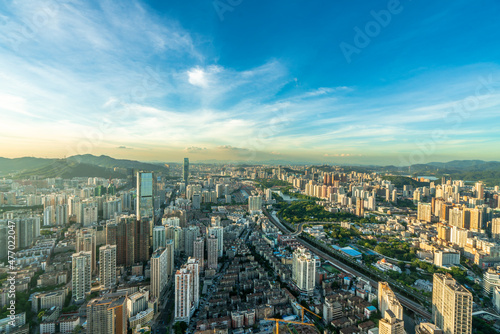 Aerial photo of construction complex in Shenzhen, Guangdong Province, China © Kai Zhao