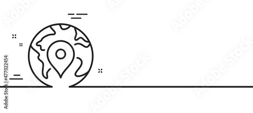 Map pin line icon. Trip point sign. Journey location pointer symbol. Minimal line illustration background. Pin line icon pattern banner. White web template concept. Vector
