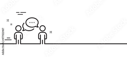 Consulting business line icon. Discussion or consultation sign. People communication management symbol. Minimal line illustration background. Consulting business line icon pattern banner. Vector