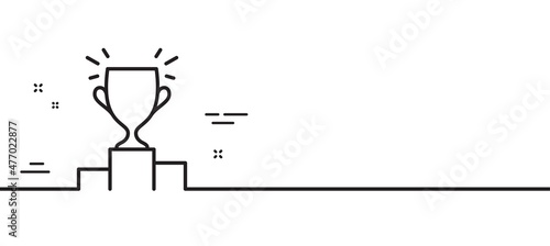 Winner podium line icon. Sports Trophy symbol. Championship achievement sign. Minimal line illustration background. Winner podium line icon pattern banner. White web template concept. Vector