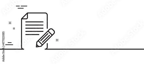 Feedback line icon. Page with pencil sign. Copywriting symbol. Minimal line illustration background. Article line icon pattern banner. White web template concept. Vector