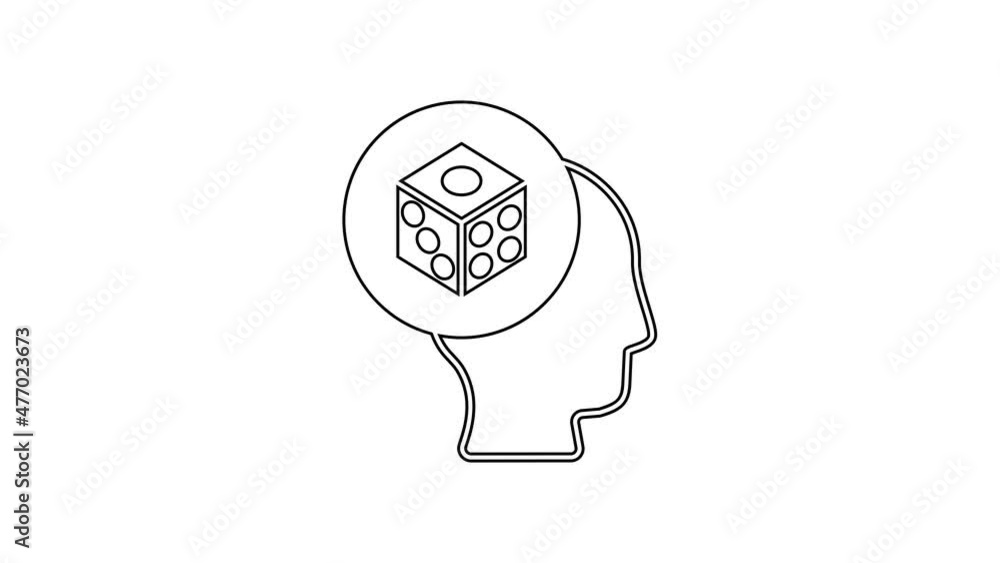 Black line Game dice icon isolated on white background. Casino gambling. 4K Video motion graphic animation Black line Game dice icon isolated on white background. Casino gambling. 4K Video motion graphic animation