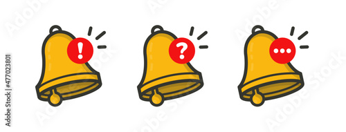 Alert bells with question marks, exclamation points and ellipses