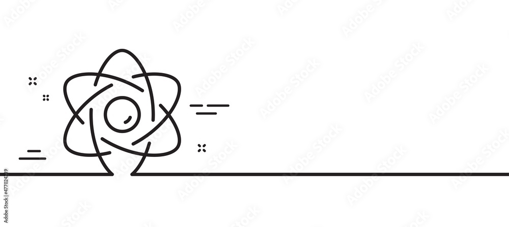 Atom core line icon. Nuclear power sign. Nucleus energy symbol. Minimal line illustration background. Atom core line icon pattern banner. White web template concept. Vector Atom core line icon. Nuclear power sign. Nucleus energy symbol. Minimal line illustration background. Atom core line icon pattern banner. White web template concept. Vector