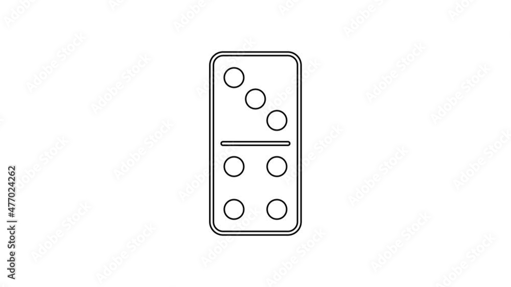 Black line Domino icon isolated on white background. 4K Video motion graphic animation Black line Domino icon isolated on white background. 4K Video motion graphic animation