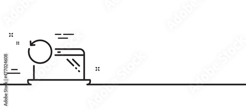 Recovery laptop line icon. Backup data sign. Restore smartphone information symbol. Minimal line illustration background. Recovery laptop line icon pattern banner. White web template concept. Vector