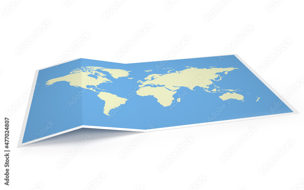 Paper map of world countries - 3D illustration