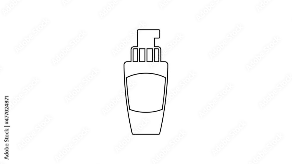 Black line Tube of hand cream icon isolated on white background. 4K Video motion graphic animation Black line Tube of hand cream icon isolated on white background. 4K Video motion graphic animation