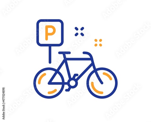 Bike line icon. Bicycle parking sign. Urban traffic symbol. Colorful thin line outline concept. Linear style bike icon. Editable stroke. Vector