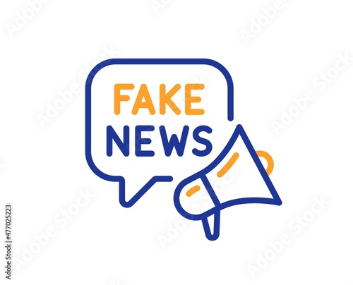 Fake news line icon. Propaganda conspiracy chat sign. Wrong truth megaphone symbol. Colorful thin line outline concept. Linear style fake news icon. Editable stroke. Vector