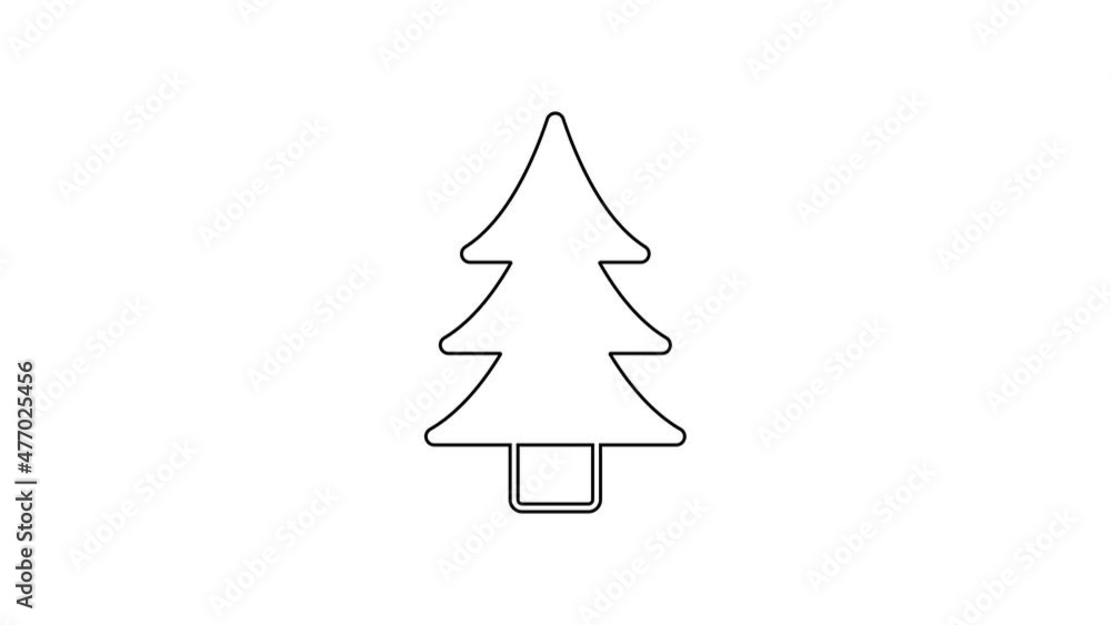 Black line Tree icon isolated on white background. Forest symbol. 4K Video motion graphic animation Black line Tree icon isolated on white background. Forest symbol. 4K Video motion graphic animation