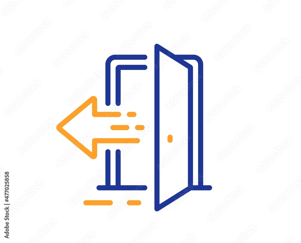 Entrance line icon. Entry door sign. Building exit symbol. Colorful thin line outline concept. Linear style entrance icon. Editable stroke. Vector Entrance line icon. Entry door sign. Building exit symbol. Colorful thin line outline concept. Linear style entrance icon. Editable stroke. Vector