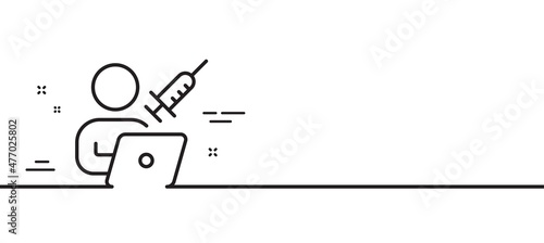 Vaccination appointment line icon. Book vaccine sign. Injections schedule symbol. Minimal line illustration background. Vaccination appointment line icon pattern banner. Vector