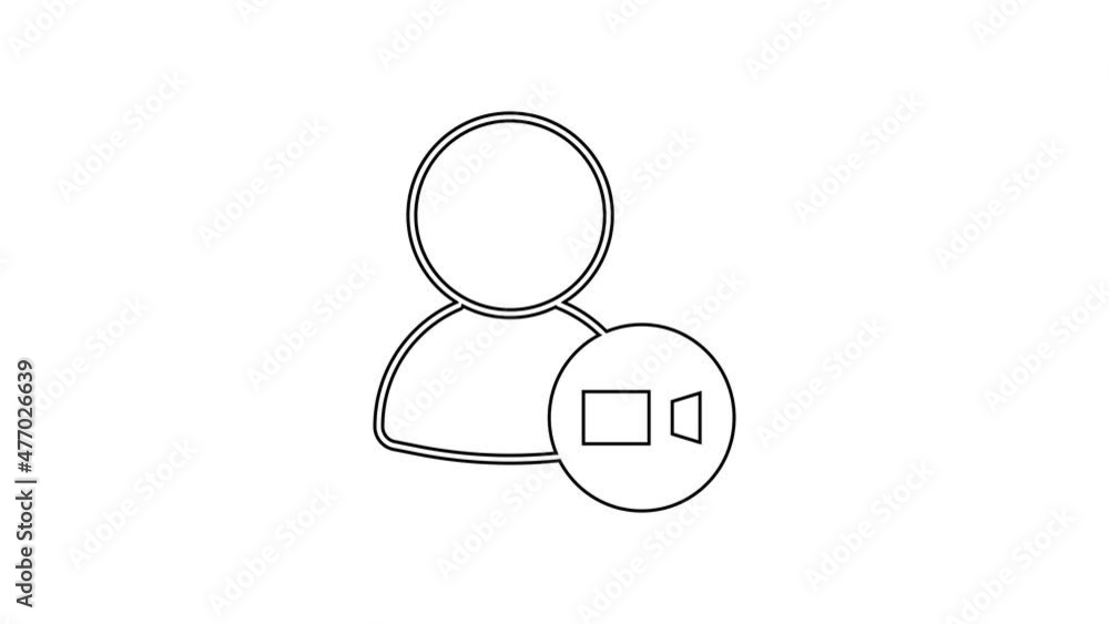 Black line Video chat conference icon isolated on white background. Online meeting work form home. Remote project management. 4K Video motion graphic animation Black line Video chat conference icon isolated on white background. Online meeting work form home. Remote project management. 4K Video motion graphic animation