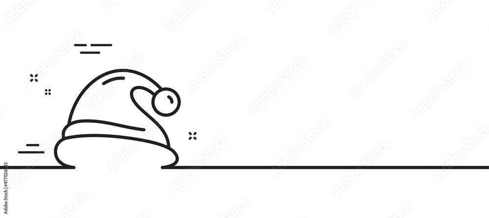 Santa hat line icon. Christmas or New year sign. Claus symbol. Minimal line illustration background. Santa hat line icon pattern banner. White web template concept. Vector Santa hat line icon. Christmas or New year sign. Claus symbol. Minimal line illustration background. Santa hat line icon pattern banner. White web template concept. Vector