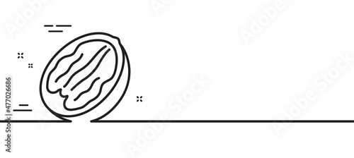 Pecan nut line icon. Tasty nuts sign. Vegan food symbol. Minimal line illustration background. Pecan nut line icon pattern banner. White web template concept. Vector